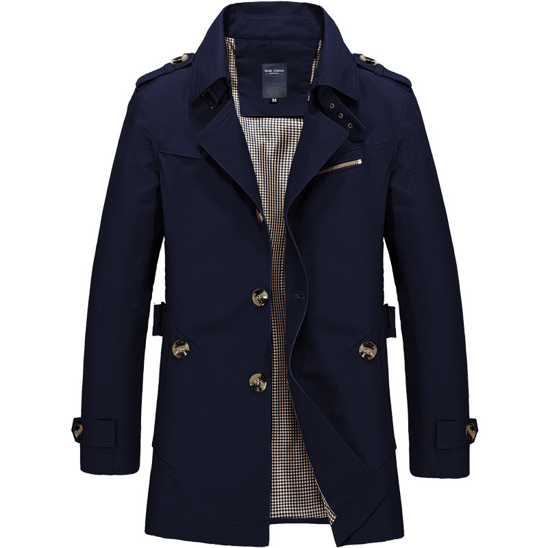 🔥LAST DAY 60% OFF🔥 Men's Casual Business Trench Coat Mid Length Single Breasted Lapel Overcoat
