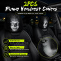 Funny Cartoon Car Headrest Covers – 2PCS Universal Fit