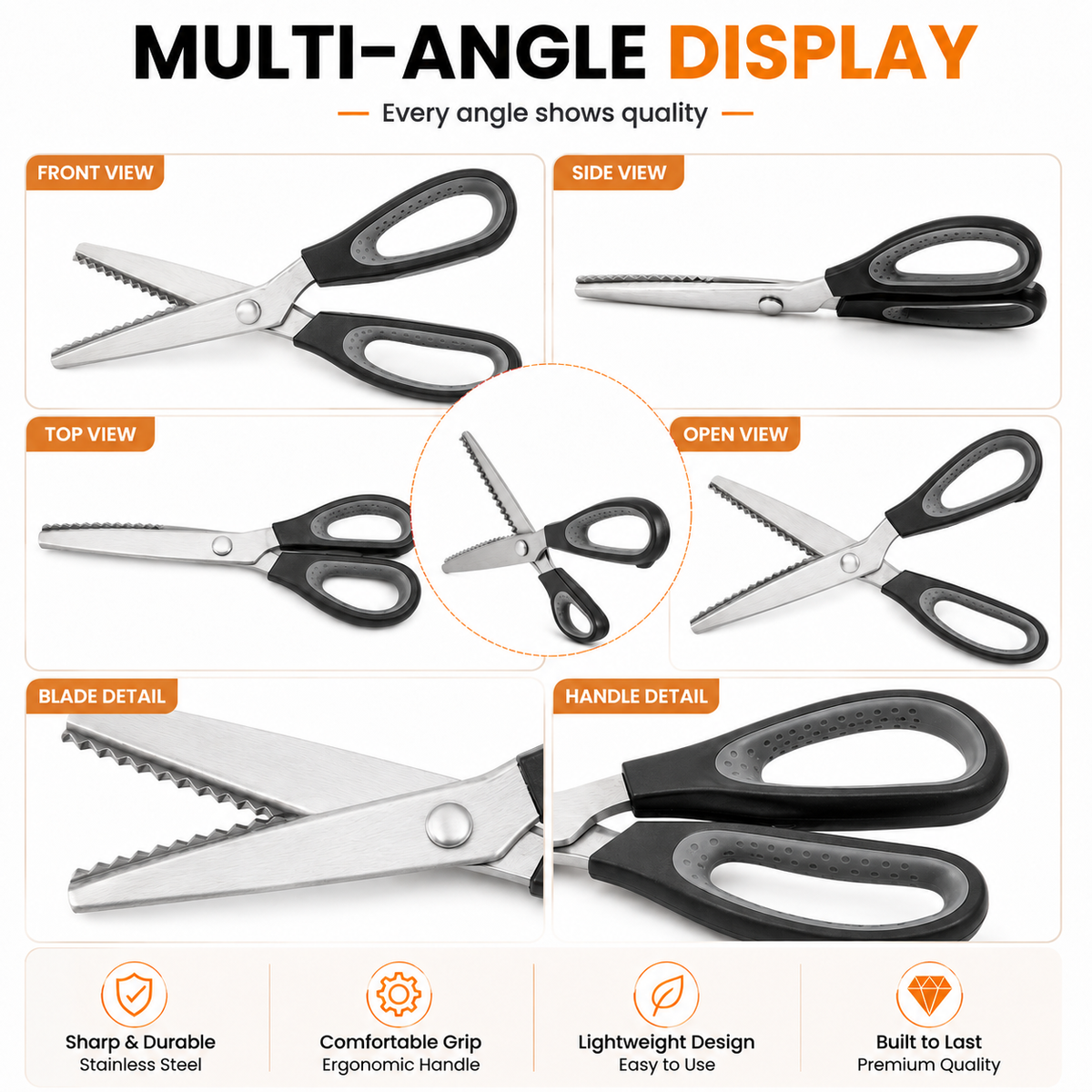 ✂️ Professional Pinking Shears – Sharp Serrated Fabric Scissors for Clean Zigzag Edges