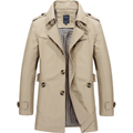 🔥LAST DAY 60% OFF🔥 Men's Casual Business Trench Coat Mid Length Single Breasted Lapel Overcoat