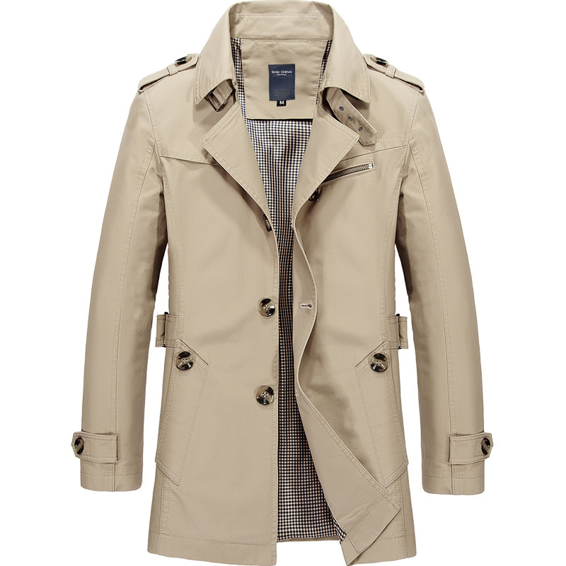 🔥LAST DAY 60% OFF🔥 Men's Casual Business Trench Coat Mid Length Single Breasted Lapel Overcoat