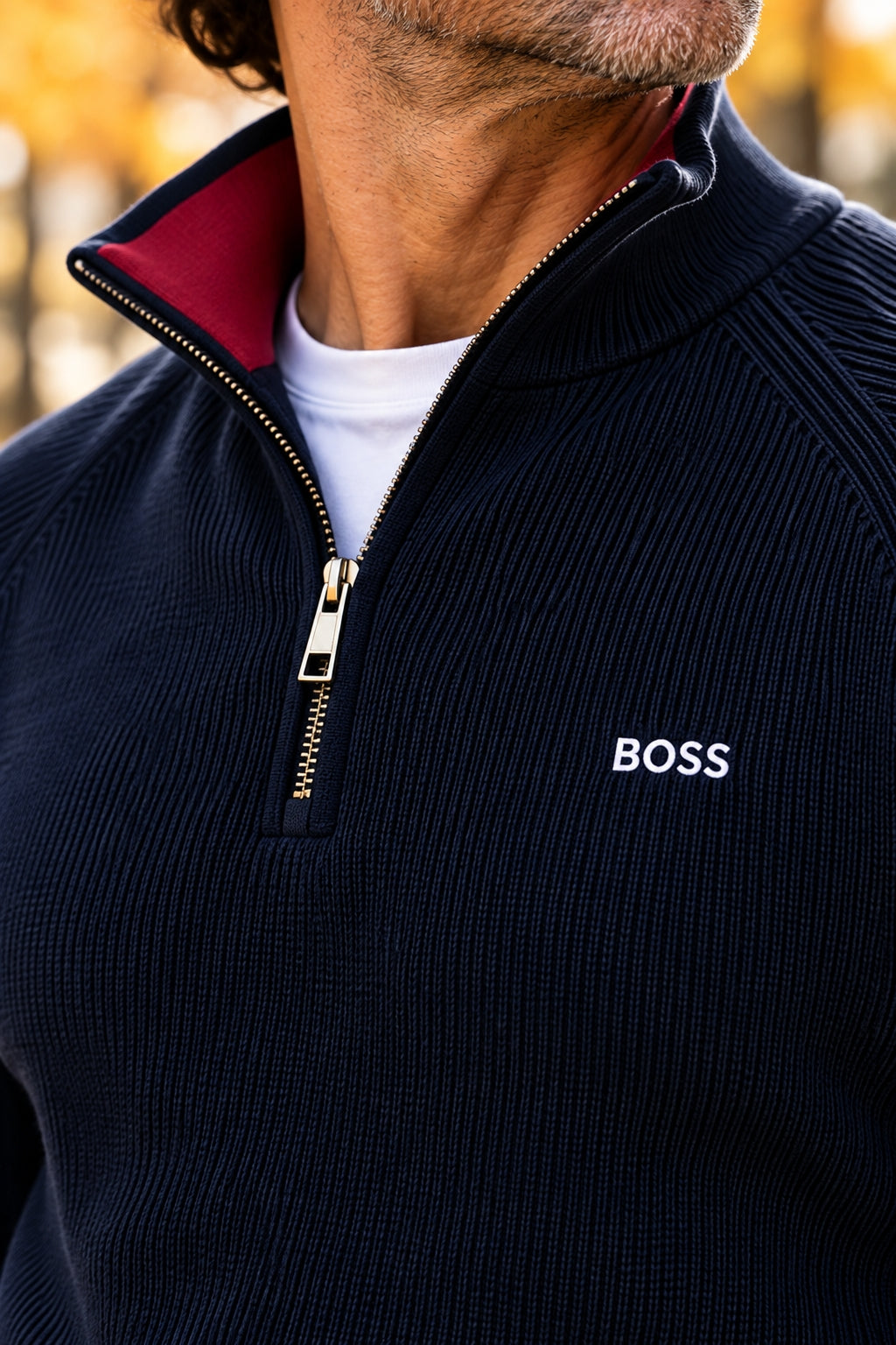 Men's Half Zip Sweater, Casual Stand Collar Knit Pullover