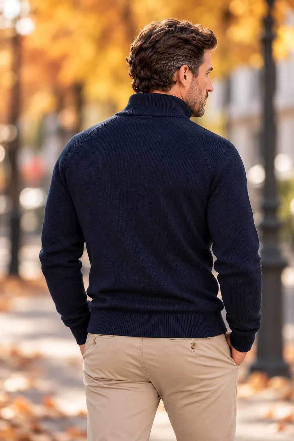 Men's Half Zip Sweater, Casual Stand Collar Knit Pullover