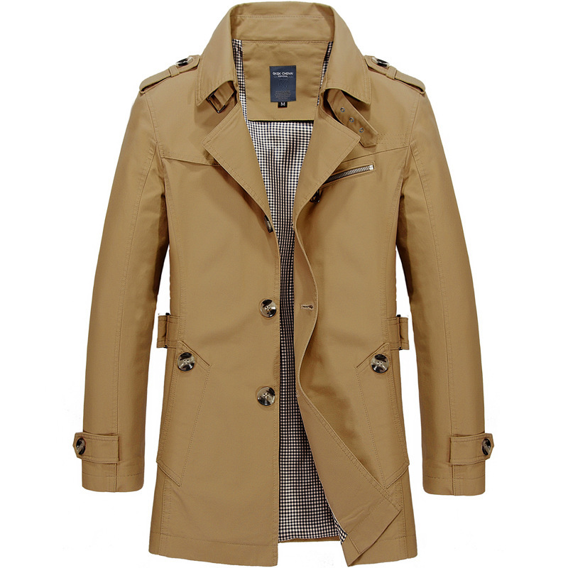 🔥LAST DAY 60% OFF🔥 Men's Casual Business Trench Coat Mid Length Single Breasted Lapel Overcoat