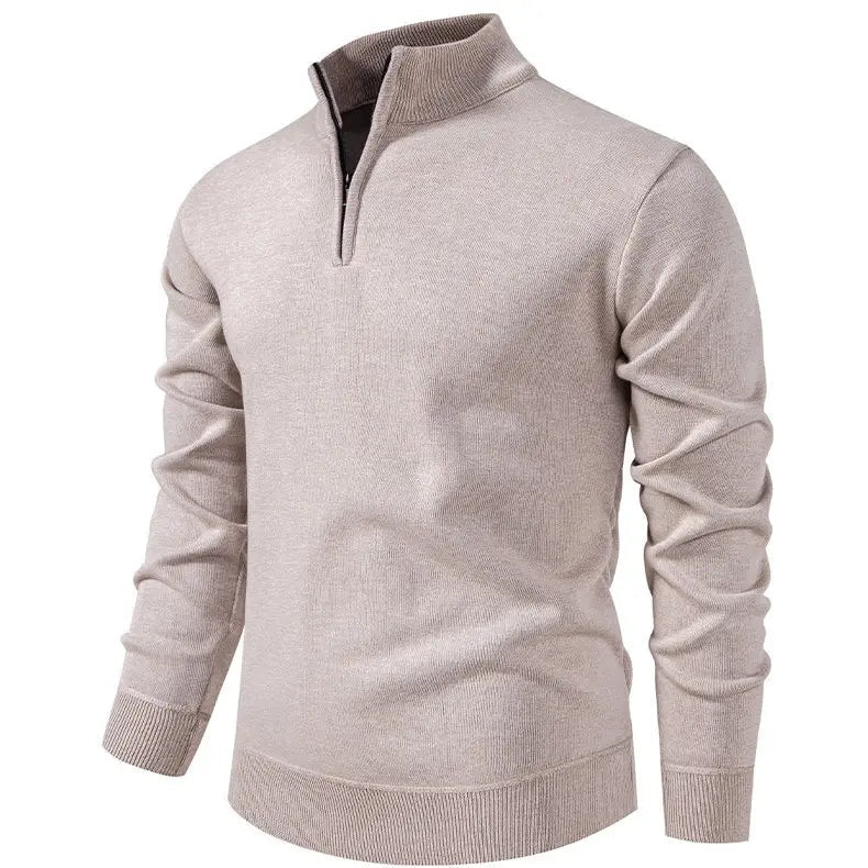 Men's Mock Neck 1/4 Zip Knit Pullover Sweater, Warm Long Sleeve Casual Business Top