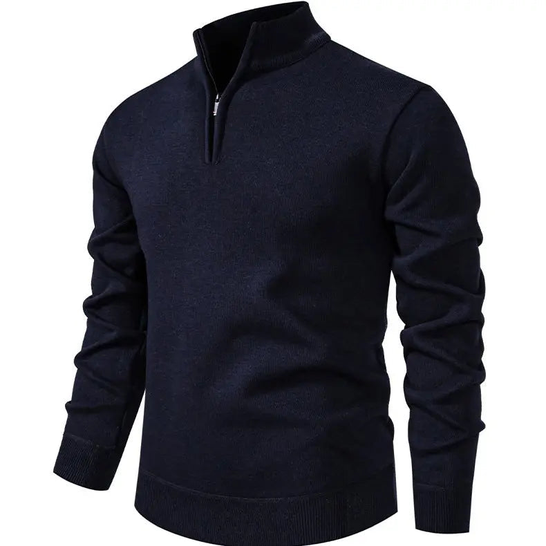 Men's Mock Neck 1/4 Zip Knit Pullover Sweater, Warm Long Sleeve Casual Business Top