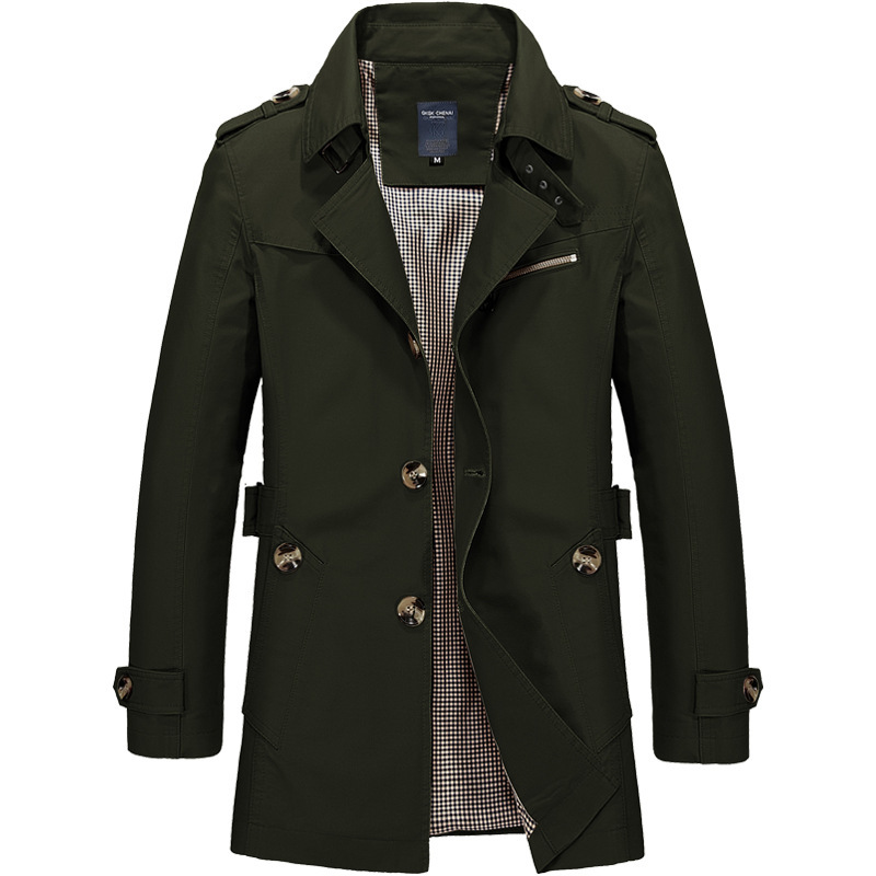 🔥LAST DAY 60% OFF🔥 Men's Casual Business Trench Coat Mid Length Single Breasted Lapel Overcoat