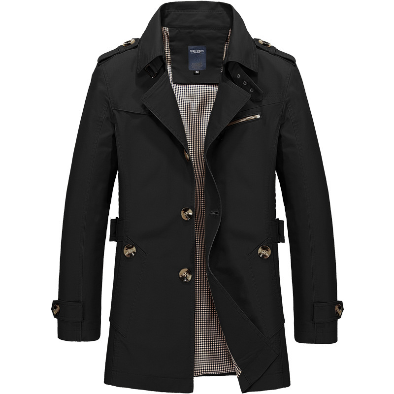 🔥LAST DAY 60% OFF🔥 Men's Casual Business Trench Coat Mid Length Single Breasted Lapel Overcoat