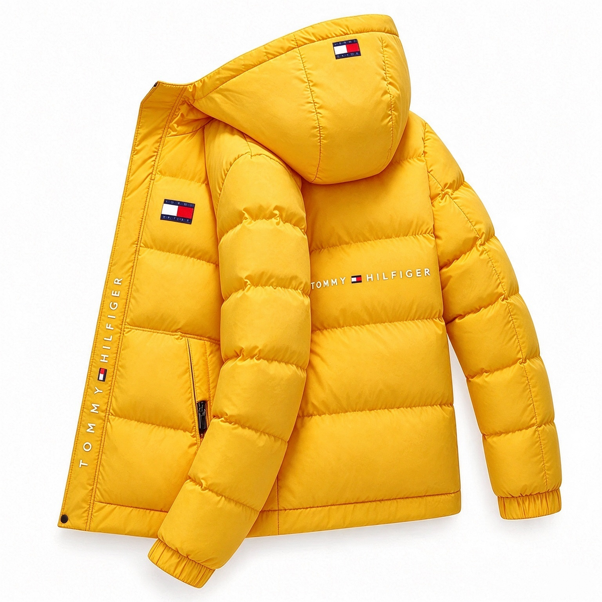 🔥LAST DAY 50% OFF🔥   Men's Classic Logo Hooded Puffer Jacket, Casual Winter Warm Zip Up Coat